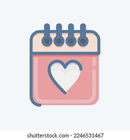 Icon Calendar. related to Valentine's Day symbol. doodle style. simple design editable. simple illustration