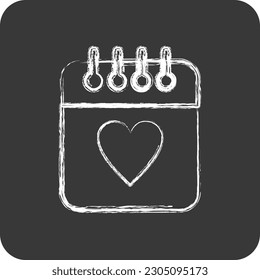 Icon Calendar. related to Valentine's Day symbol. chalk Style. simple design editable