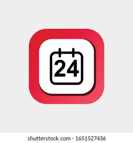 Icon Calendar Vector Line Art, One Day Calendar, The 24 st Icon