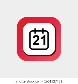 Icon Calendar Vector Line Art, One Day Calendar, The 21 st Icon