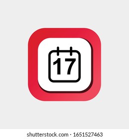Icono Vector Línea de calendario, Calendario de un día, Icono de 17