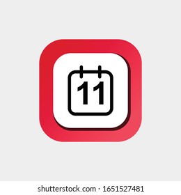 Icono Vector de Línea de Calendario, Calendario de un día, Icono 11