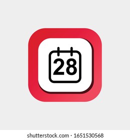 Icono Vector Línea de calendario, Calendario de un día, Icono 28
