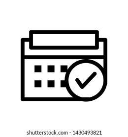 Icon calender vector , template your business . isolated illustration , black white background