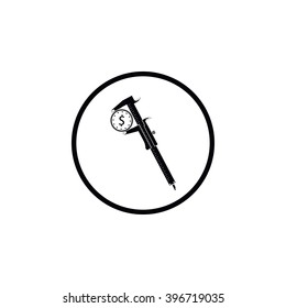 Icon calipers with coin.