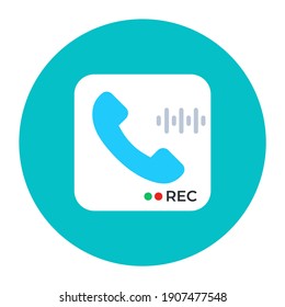 
Icon of call recording in flat design