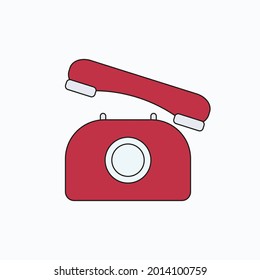 The icon of the calling phone is red. A simple flat illustration