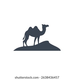 Icon of a camel standing on a sand dune.