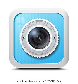 Icon camera blue isolated on a white background. Vector