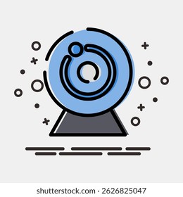 Icon camera. Computer components elements. Icon in MBE style.