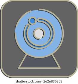 Icon camera. Computer components elements. Icon in embossed style.