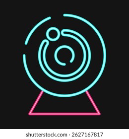 Icon camera. Computer components elements. Icon in neon style.