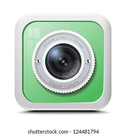 Icon camera green isolated on a white background. Vector