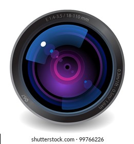 Icon for camera lens. White background. Vector saved as eps-10, file contains objects with transparency.
