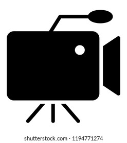 Icon of a camera with a microphone depicting camera recording
