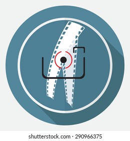 Icon Camera on white circle with a long shadow