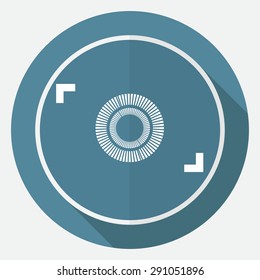 Icon Camera on white circle with a long shadow