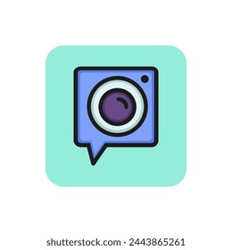 Icon of camera. Photo, video, lens. Photography concept. Can be used for topics like digital devices, mobile apps, photography.