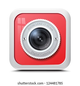 Icon camera red isolated on a white background. Vector