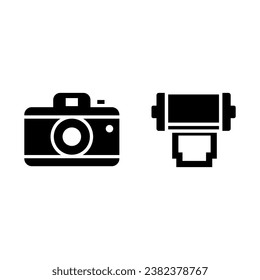 
icon camera and camera roll. Vector illustration. Use for card, poster, banner, web design.diisolasi latar belakang putih Easy to edit.
