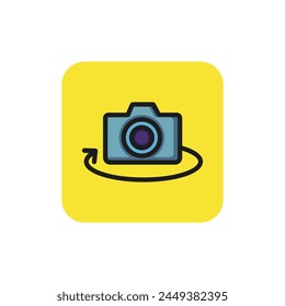 Icon of camera rotation. Switching, photographic equipment, digital. Photo industry concept. Can be used for topics like photoshoot, biometrics, graphic design