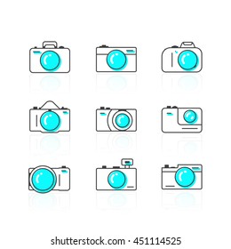 Icon camera set vector
