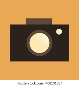 Icon camera. Camera shooting. Isolated on an orange background. Flat design, vector