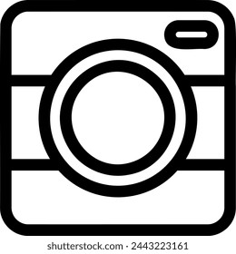 Icon of a camera, square in shape with rounded corners, featuring a large circle in the center representing the lens.