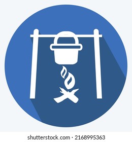 Icon Camp Fire. suitable for Wild West symbol. long shadow style. simple design editable. design template vector. simple symbol illustration