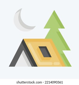Icon Camp. suitable for Summer symbol. flat style. simple design editable. design template vector. simple illustration