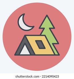 Icon Camp. suitable for Summer symbol. color mate style. simple design editable. design template vector. simple illustration