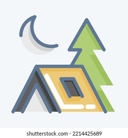 Icon Camp. suitable for Summer symbol. doodle style. simple design editable. design template vector. simple illustration