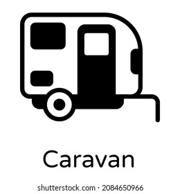 Icon of camper van, caravan vector 
