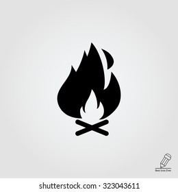 Icon of campfire with logs and flame