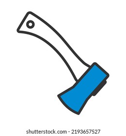 Icon Of Camping Axe. Editable Bold Outline With Color Fill Design. Vector Illustration.