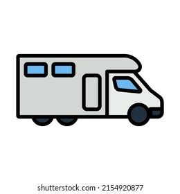 Icon Of Camping Family Caravan Car. Editable Bold Outline With Color Fill Design. Vector Illustration.