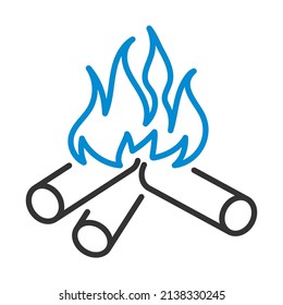 Icono Del Fuego De Camping. Contorno de negrita editable con diseño de relleno de color. Ilustración vectorial.