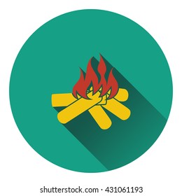 Icon of camping fire . Flat design. Vector illustration.
