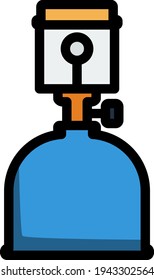 Icon Of Camping Gas Burner Lamp. Editable Bold Outline With Color Fill Design. Vector Illustration.