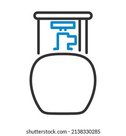 Symbol des Camping-Gasbehälters. Bearbeitbare, fette Rahmenlinie mit Farbfülldesign. Vektorgrafik.