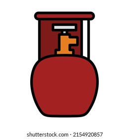 Icon Of Camping Gas Container. Editable Bold Outline With Color Fill Design. Vector Illustration.