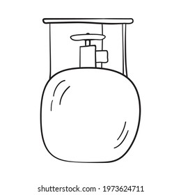 Icon Of Camping Gas Container. Hand Drawn Sketch Design. Vector Illustration.