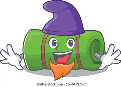 An icon of camping mat Scroll cartoon character dressed as an Elf