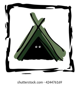 Icon camping. Shelter in the wild. Hut. Survival.