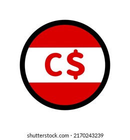 Icon of the Canadian dollar with the pattern of the Canadian flag. Vector.