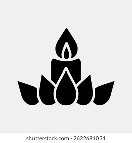 Icon candle. Buddhism and vesak elements. Icon in glyph style.