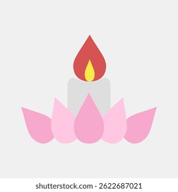 Icon candle. Buddhism and vesak elements. Icon in flat style.