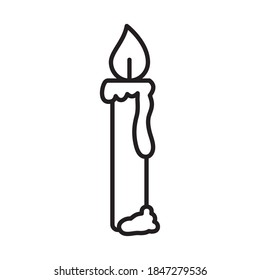 icon of candle burning over white background, line style, vector illustration