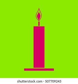 Icon of candle.
Burning candle . Vector.