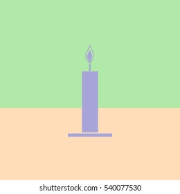 Icon of candle.
Burning candle . Vector.